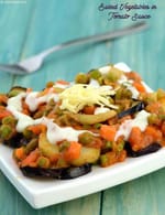 Baked Vegetables in Tomato Sauce recipe, Vegetarian Recipes