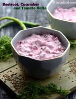 Beetroot, Cucumber and Tomato Raita recipe