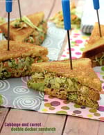 Cabbage and Carrot Double Decker Sandwich recipe