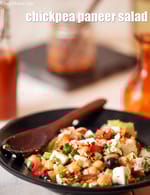 chickpea paneer salad | kabuli chana paneer vegetable salad | healthy Indian chickpeas salad |