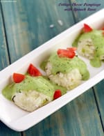 Cottage Cheese Dumplings with Spinach Sauce recipe, Healthy Recipes