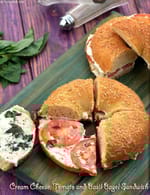 Cream Cheese, Tomato and Basil Bagel Sandwich recipe