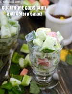 cucumber, capsicum and celery salad recipe | Indian celery  cucumber fruit salad |