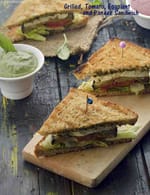 Grilled, Tomato, Eggplant and Paneer Sandwich recipe