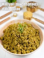 hariyali mixed sprouts dalia pulao recipe | green masala broken wheat sprouts pulao | healthy sprouts dalia rice |