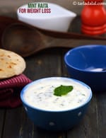 mint raita for weight loss | healthy pudina raita with low fat curds |