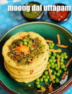 moong dal uttapam recipe | moong dal chilla | healthy moong dal uttapam with green peas and carrots |