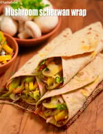 mushroom schezwan wrap recipe | healthy mushroom schezuan roll | mushroom schezwan frankie |