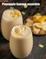 pineapple banana smoothie recipe | Indian pineapple banana smoothie with Greek yogurt | healthy pineapple banana smoothie for weight loss |
