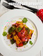 roasted bell peppers recipe | roasted Indian coloured capsicum | grilled coloured capsicum in olive oil and herbs |
