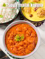 soya malai korma recipe | meal maker korma curry | veg soya chunks korma |