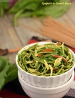 Spaghetti in Spinach Sauce recipe, Iron Rich Recipes