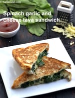 spinach garlic and cheese tava sandwich recipe | toasted spinach sandwich |