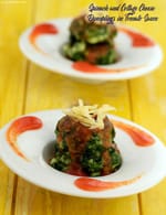 Spinach and Cottage Cheese Dumplings in Tomato Sauce recipe, Vegetarian Recipes