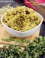 Sprouted Moong Methi Pulao recipe, Pressure Cooker Pulao