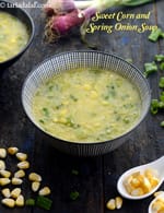 sweet corn and spring onion soup recipe | veg spring onion and corn soup |