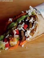 Thai Satay Mushroom Paneer Wrap recipe