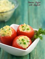 Tomatoes Stuffed with Spaghetti recipe, Indian Vegetarian Recipes