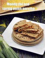 moong dal and spring onion paratha recipe | Indian moong dal stuffed paratha |