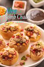 aloo bomb chaat recipe | atom bomb chaat | potato bomb chaat |