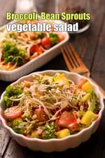 broccoli, bean sprouts vegetable salad recipe | healthy IndianÂ broccoli andÂ bean sprouts salad | folic acid, vitamin B1, iron rich salad |