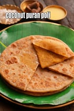 coconut puran poli recipe | naariyal puran poli | Maharashtrian puran poli | Jain puran poli |