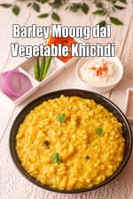 barley moong dal vegetable khichdi recipe | jau dal vegetable khichdi | healthy barley khichdi with vegetables |