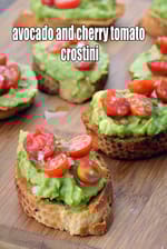 avocado cherry tomato crostini recipe | tomato crostini with avocado |