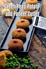 green peas potato and paneer cutlet recipe | aloo matar paneer tikki |