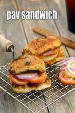 Pav Sandwich, Masala Pav with Potatoes, Tomatoes and Onions recipe, Masala Pav Sandwich
