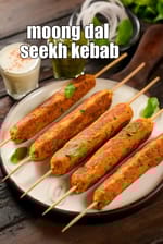 moong dal seekh kebab recipe | healthy Mughlai moong dal kebab | moong dal ke kebab |