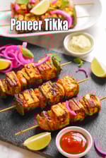 paneer tikka recipe | restaurant style paneer tikka | paneer tikka on grill pan | tandoori paneer tikka |