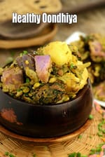 Healthy Oondhiya recipe | Undhiyu | Undhiyu with baked muthias, less oil |