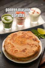 paneer masoor paratha recipe | lentil stuffed paratha for weight loss |