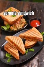 sprouts sandwich recipe | healthy mixed sprouts vegetable sandwich | Indian sprouts and veg grilled sandwich |