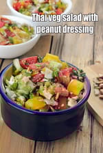 Thai veg salad with peanut dressing recipe | celery, onions, capsicum Thai salad |