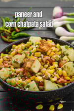 paneer and corn chatpata salad recipe | Indian paneer sweet corn salad | cottage cheese corn salad |
