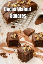 Cocoa Walnut  Squares recipe | Eggless Chocolate Walnut Brownies | Indian-Style Chocolate Walnut Fudge |