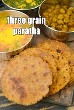 three grain paratha recipe | jowar, ragi and soya paratha | gluten free paratha |