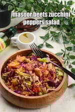 masoor beets zucchini peppers salad recipe | lentil zucchini feta exotic Indian salad |
