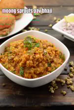 moong sprouts pav bhaji recipe | sprouts ki pav bhaji | healthy Indian pav bhaji |