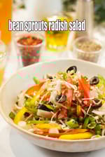 bean sprouts radish salad recipe | healthy Indian mooli sprouts salad | bean sprouts vegetable salad |