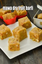mawa dry fruit barfi recipe | khoya dry fruit barfi | mava dry fruit burfi |