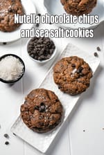 Nutella chocolate chips and sea salt cookies recipe | Indian style Nutella stuffed chocolate chip cookie |
