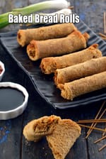 baked bread rolls recipe | veggie stuffed Indian bread rolls | no fry bread rolls |