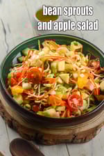 bean sprouts and apple salad recipe | tomato sprouts carrot salad for diabetics, heart, pcos, weight loss | Indian  sprouts, fruits and vegetable salad |