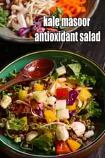 kale masoor antioxidant salad recipe | kale vegetable masoor salad | healthy Indian salad |