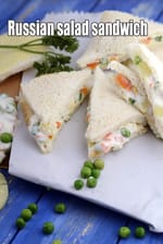 Russian Salad Sandwich recipe, Indian style cold Russian salad sandwich
