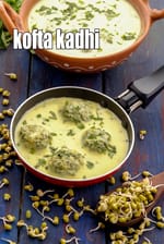 kofta kadhi recipe | healthy kofta kadhi | sprouted moong dal kofta in Gujarati kadhi |
