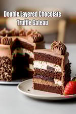 Double Layered Chocolate Truffle Gateau | Eggless Chocolate Truffle Cake | Indian Style Eggless Gateau |
